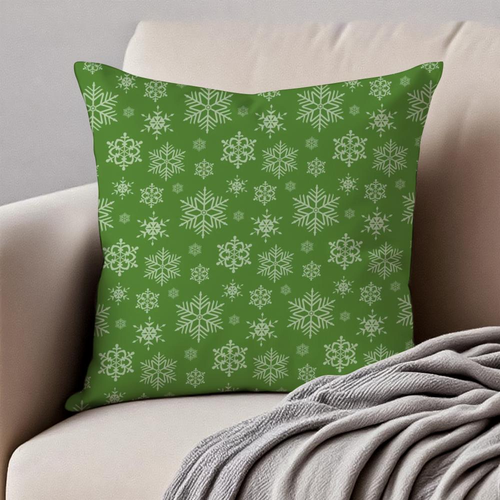 Christmas Snowflakes Cushion Cover Pillowcase Antidustmite Invisible Zipper Short Plush Sofa Cushion