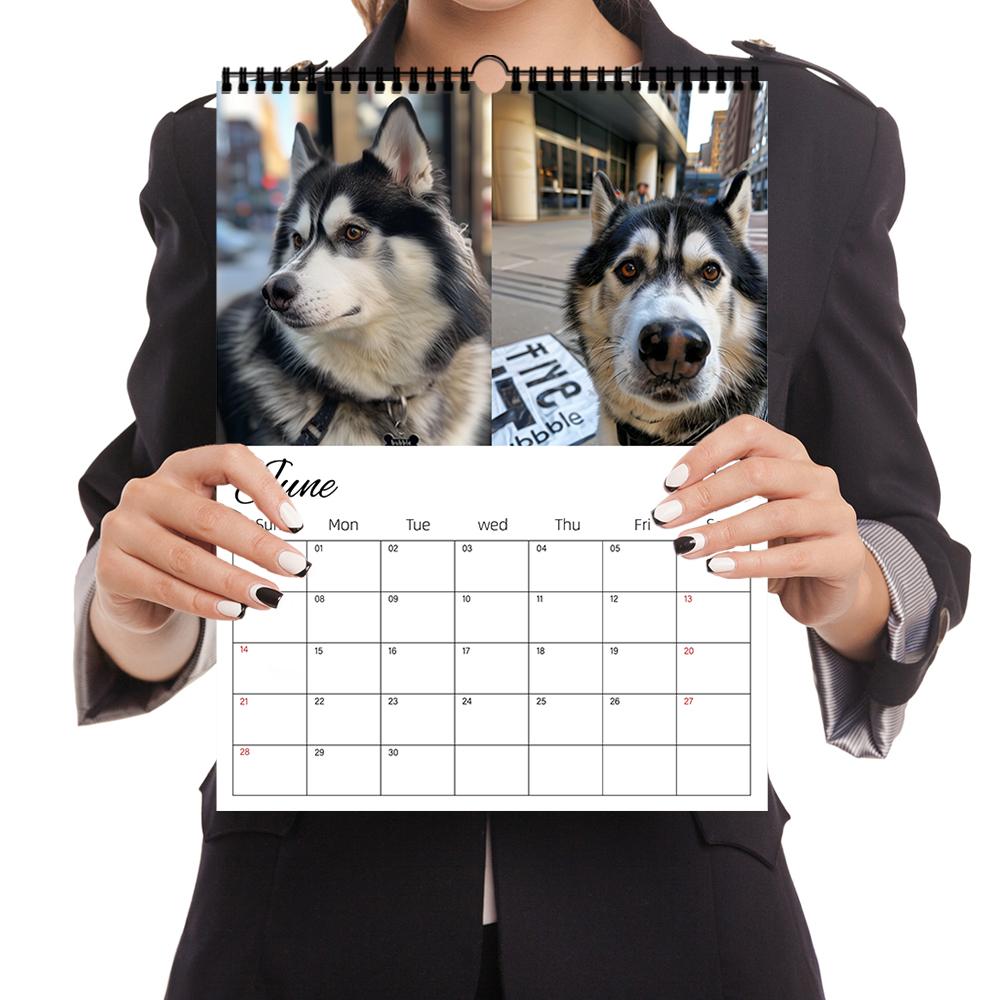 1 шт. Милый настенный календарь со щенками - Тема: Собаки-питомцы, 12 разных дизайнов, Подходит для любителей собак, Подарок на Рождество и Новый год