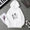 Autumn Winter Crescent Moon Pendant Printed Hoodie Sweatshirt Unisex Casual Style Top Korean Trend Couple Matching Shirt