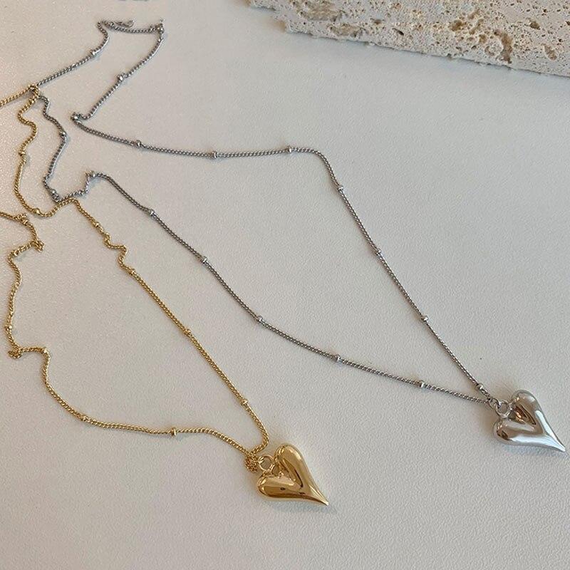 925 Sterling Silver Love Heart Necklace for Women Clavicle Chain Gold Silver Necklaces Party Jewelry Gifts