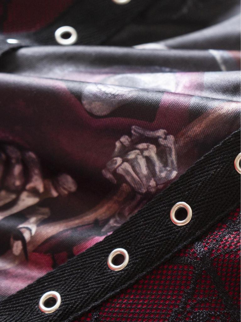 Темный готический принт Бога Смерти, кружевной лоскутный камзол - Быстрая доставка, горячий кроп-топ для девушки