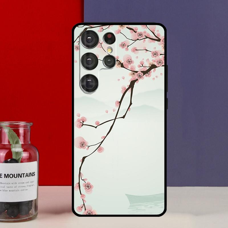 Цветочный чехол с вишневым цветением для Samsung Galaxy S25 Ultra S9 S10 S20 S21 FE S22 S23 Plus S24 Ultra