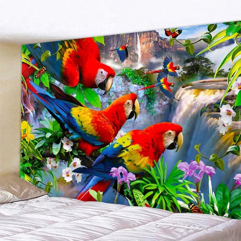 Bedroom Living Room Tapestry Parrot Peacock Art Pattern Fashion Home Decoration Tapestry