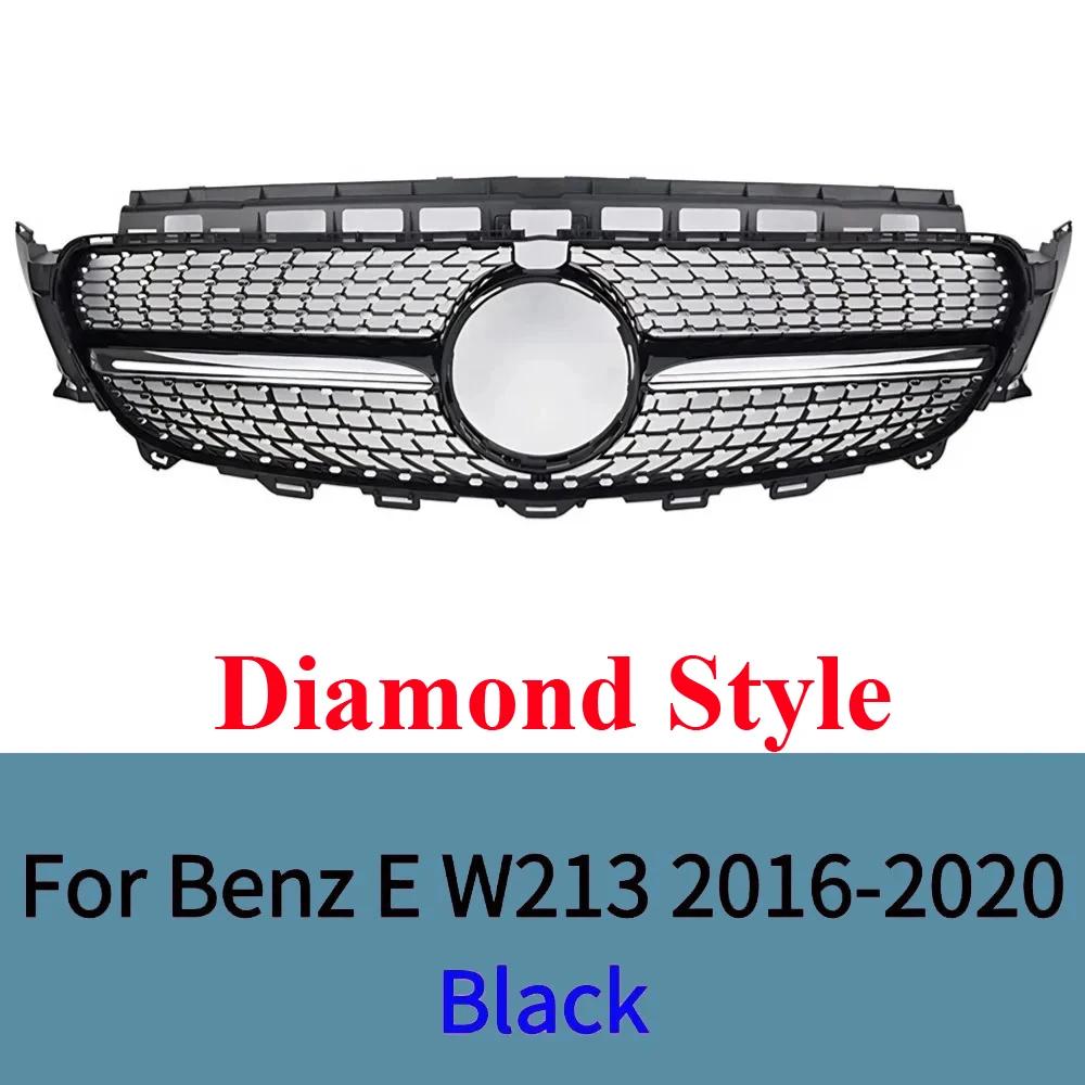 For Mercedes E-Class W213 2016-2020 Front Bumper Grille Gloss Black ABS Material Easy Installation Exterior Tuning Accessories