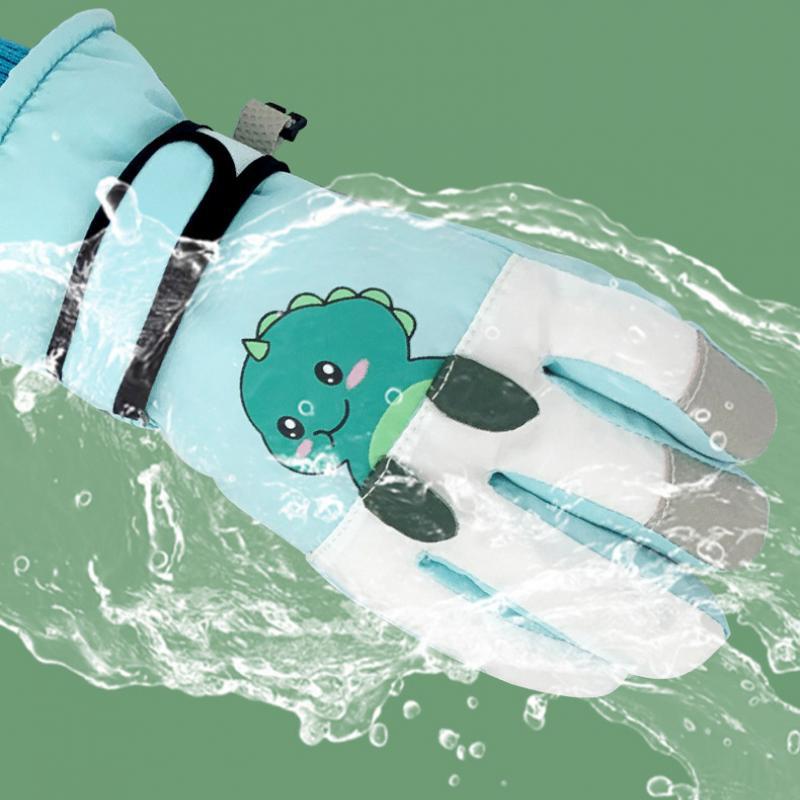 Детские перчатки с героями мультфильмов, утепленные теплые зимние лыжные перчатки с пятью пальцами для детей, ветрозащитные зимние аксессуары для мальчиков и девочек, От 4 до 12 лет