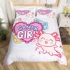 Axolotl Duvet Cover Set Pink Newt Wildlife Comforter Cover With Pillowcases Cartoon Octopus Animal Kawaii Style Twin Quilt Cover