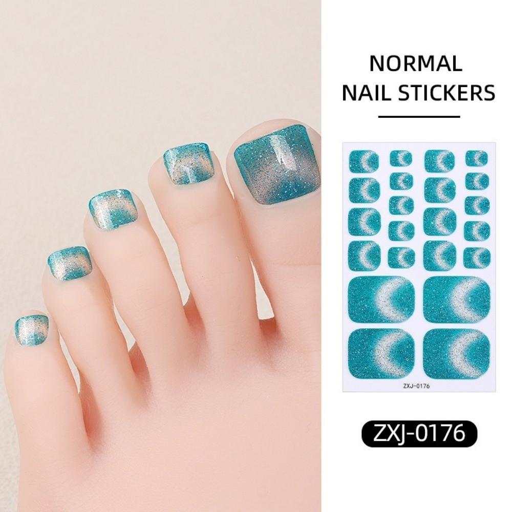 6Sheets Colorful Foot Nail Stickers Shimmering Glitter DIY Nail Art Supplies Vacation