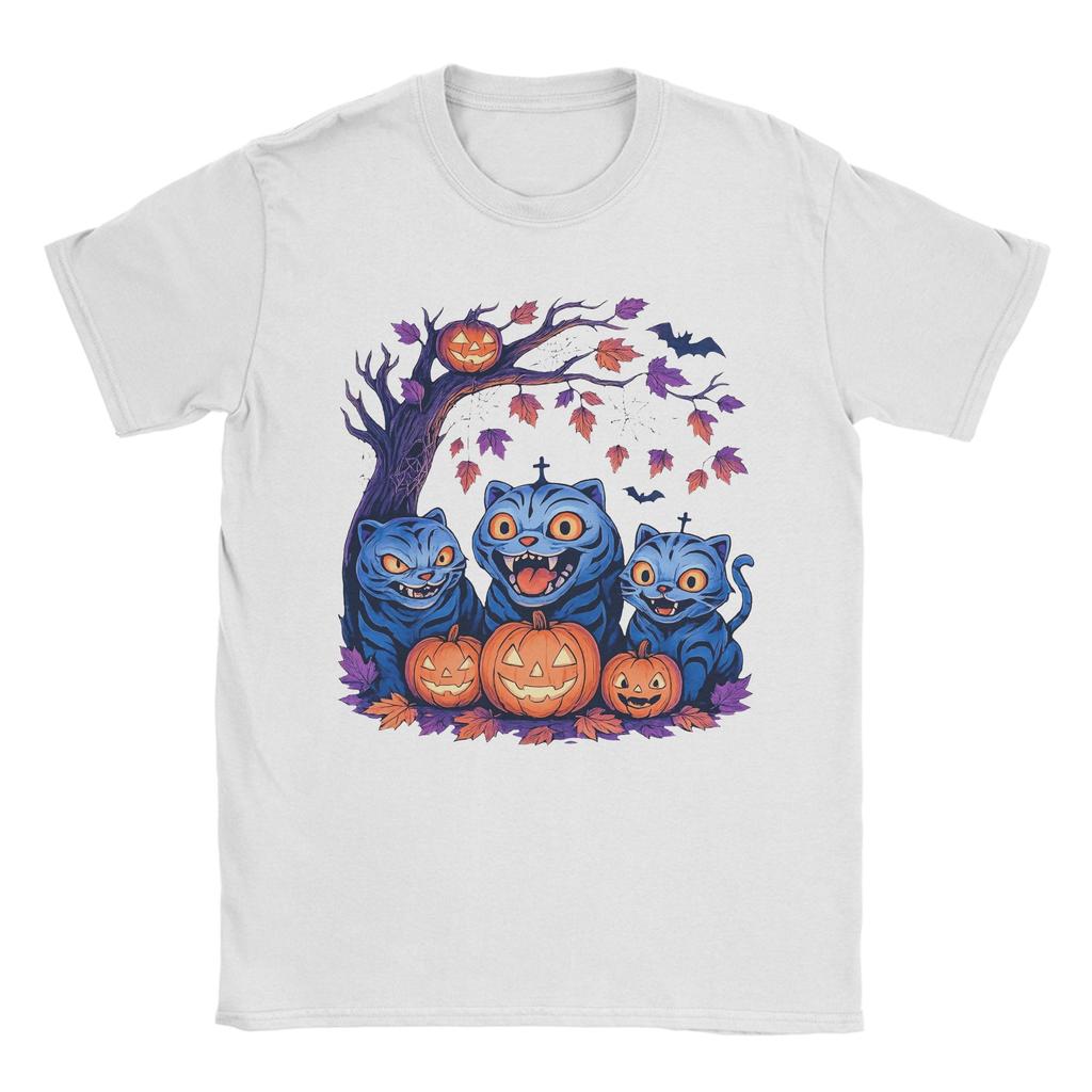 Men Spooky Huntrix Halloween Derpy Tiger T Shirt Pure Cotton Tops Novelty Short Sleeve Round Neck Tees Summer T-Shirts