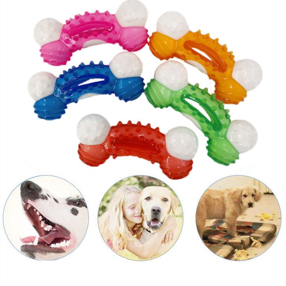 Chewer Tough Wobbling Bone Shape Interactive Pet Rubber Bite Dog Chew Toys Teeth Cleaning Toy