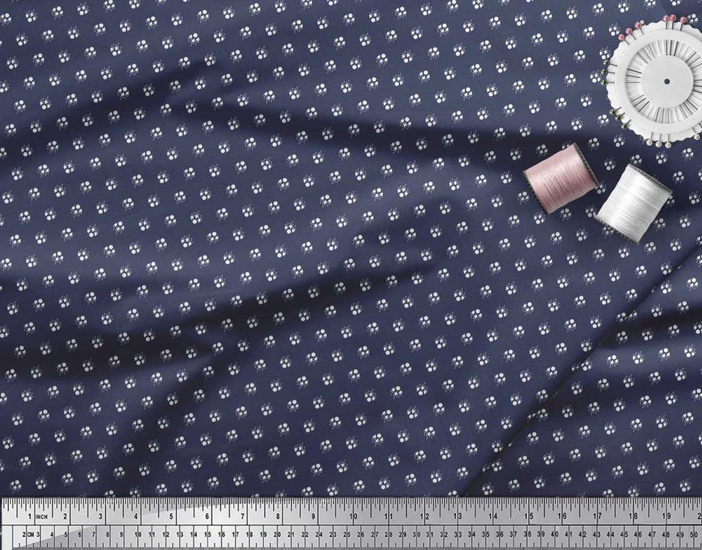 Soimoi Japan Crepe Satin Fabric Dot & Ikat Small Motif Shirting Print Fabric by the Metre 42 Inch