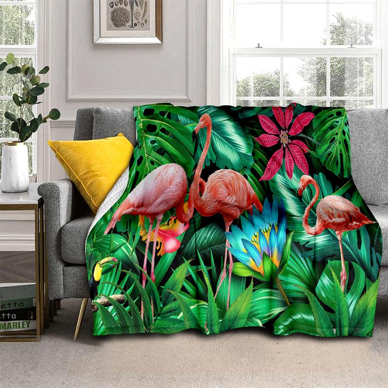 HD розовое одеяло с изображением тропического леса, птицы, фламинго, мягкое одеяло для дома, спальни, кровати, дивана, дорожного чехла для пикника, детское одеяло