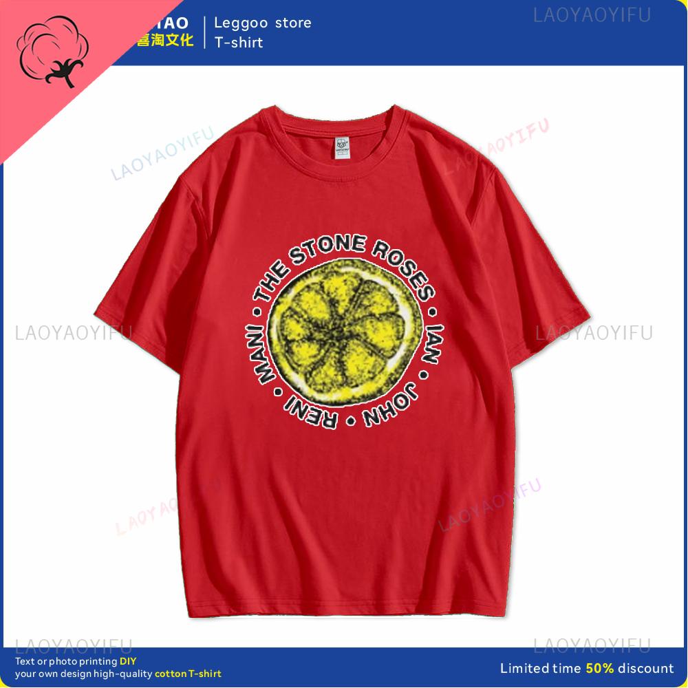 Human stone rose lemon name printed pattern fashion Harajuku trend Street wear men and women universal shortsleeved Tshirt