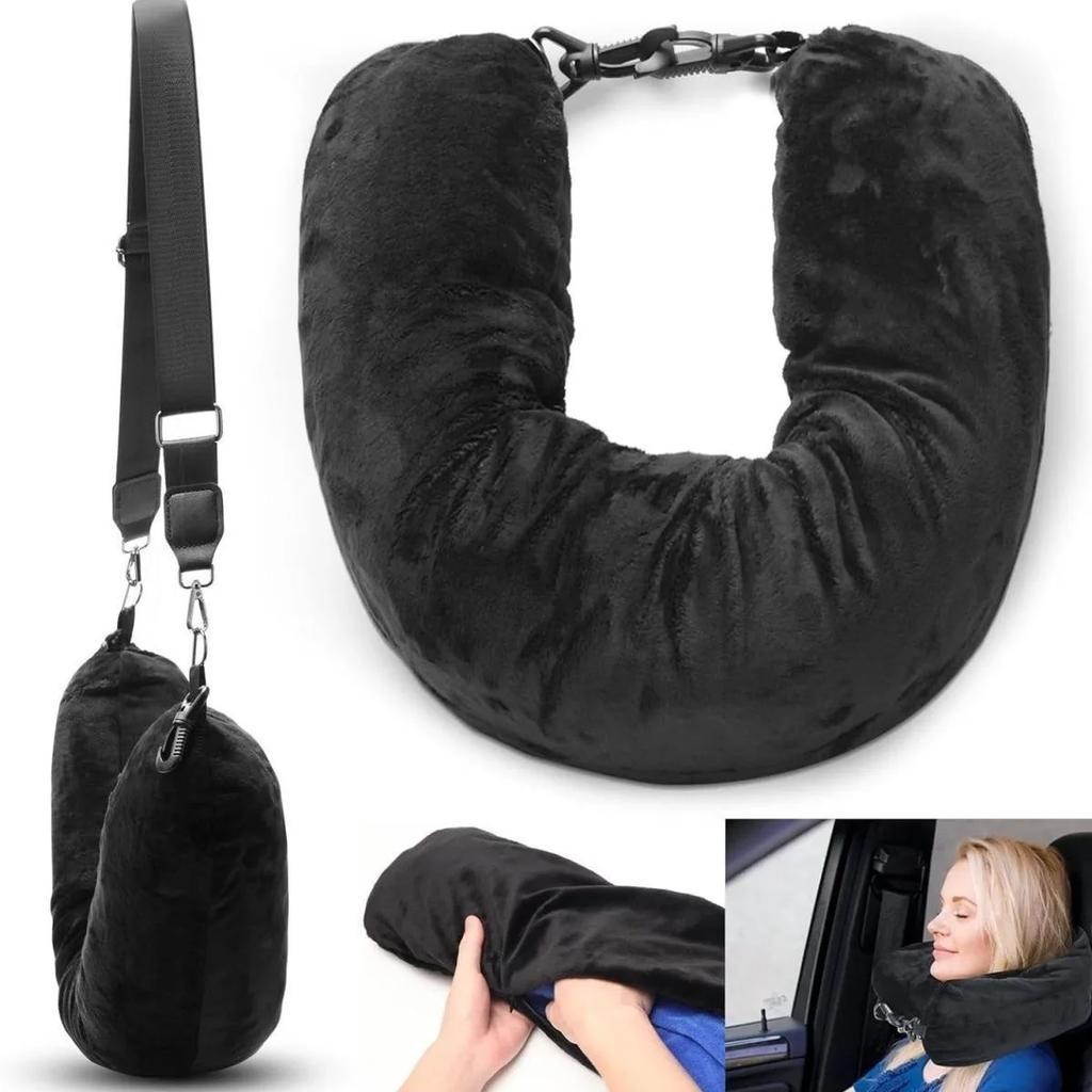 Upaded Travel New Pillow Case Storage Bag Portable Airplane Headrest Cover Filling Available Velvet Material Travel Bag