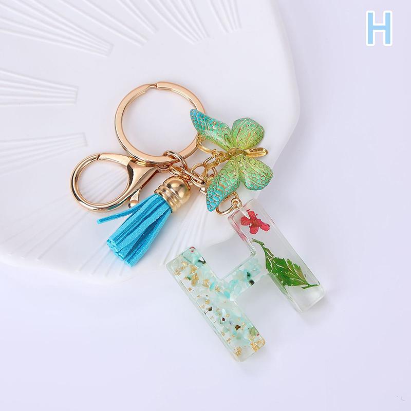 AZ Dreamy Sequin Letters Брелок для женщин Подвеска-бабочка с кисточками Инициал Брелок для кошелька Подвеска для сумок Амулеты Автомобильный брелок