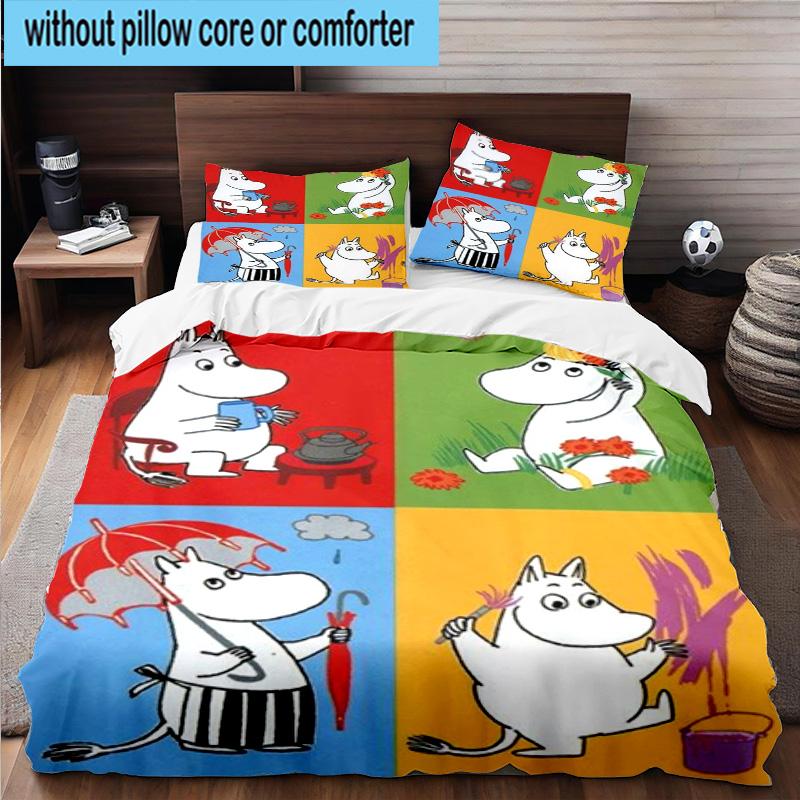 white hippo Fishing Adventure 3pcs Bedding,Including 1pc Duvet Cover And 2pcs Pillowcases Perfect for Christmas,Ideal for Bedroom, Dormitory