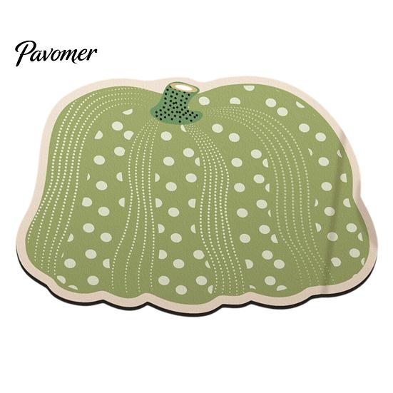 Dirt Resistant Floor Pad Pumpkin Bath Mat, Absorbent Diatomaceous Earth Bathroom Rug, Non-slip Polka Water Shower Rug Dot for Front Door Kitchen