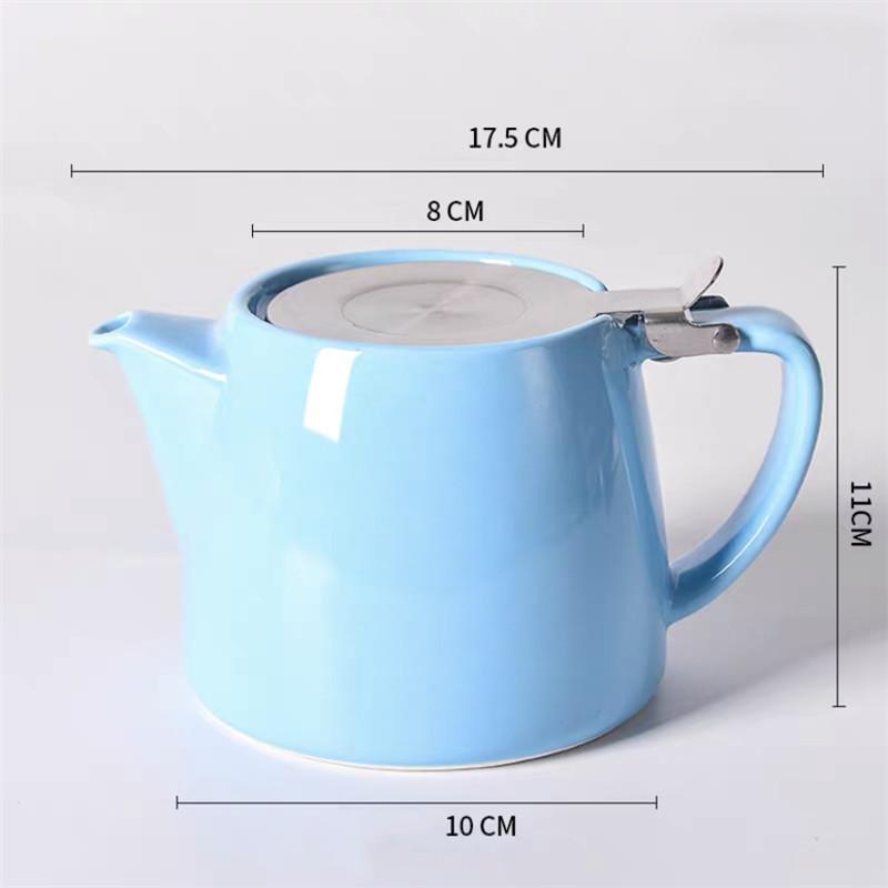 Ceramic Teapot with Lid and Filter Large Capacity Heat Resistant Strainer Tea Pot Cold Water Jug Kettle 550ml