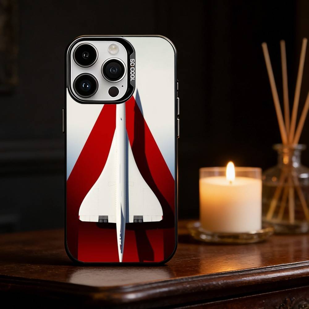 Чехол для телефона Concorde Air France для iPhone 17 16 15 14 13 12 11 Pro Max Plus Серебристый Матовый Черный Чехол