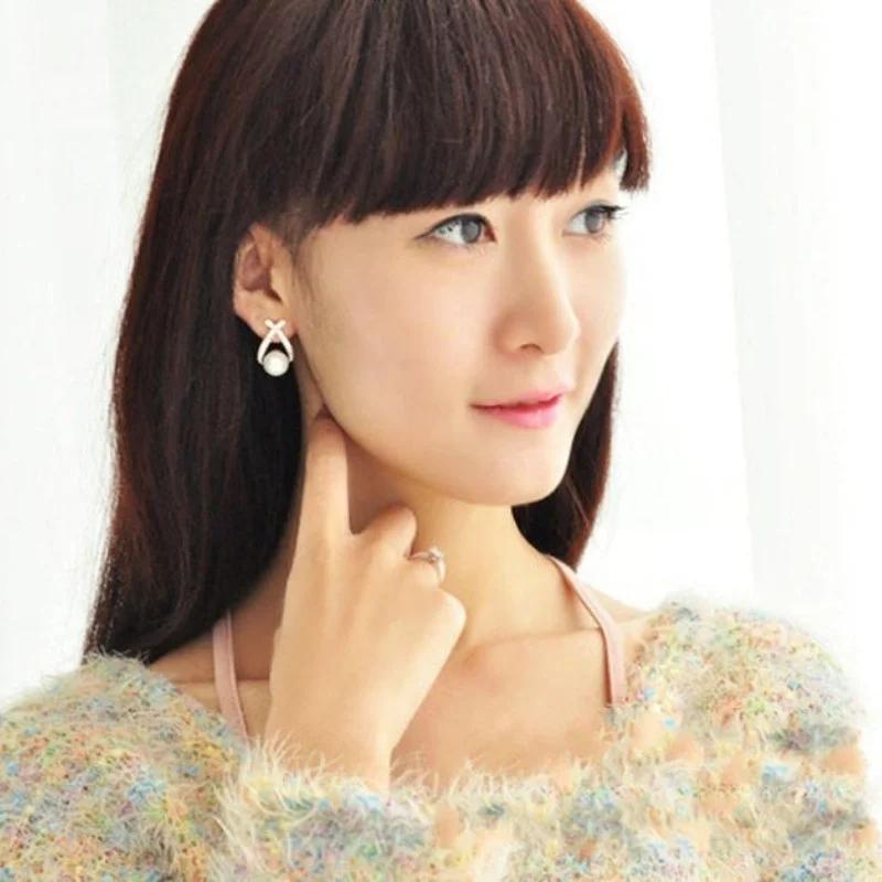 New Fashion Pearl Earrings Minimalist Temperament 925 Sterling Silver Earrings Pearl Jewelry for Women Wedding Gifte