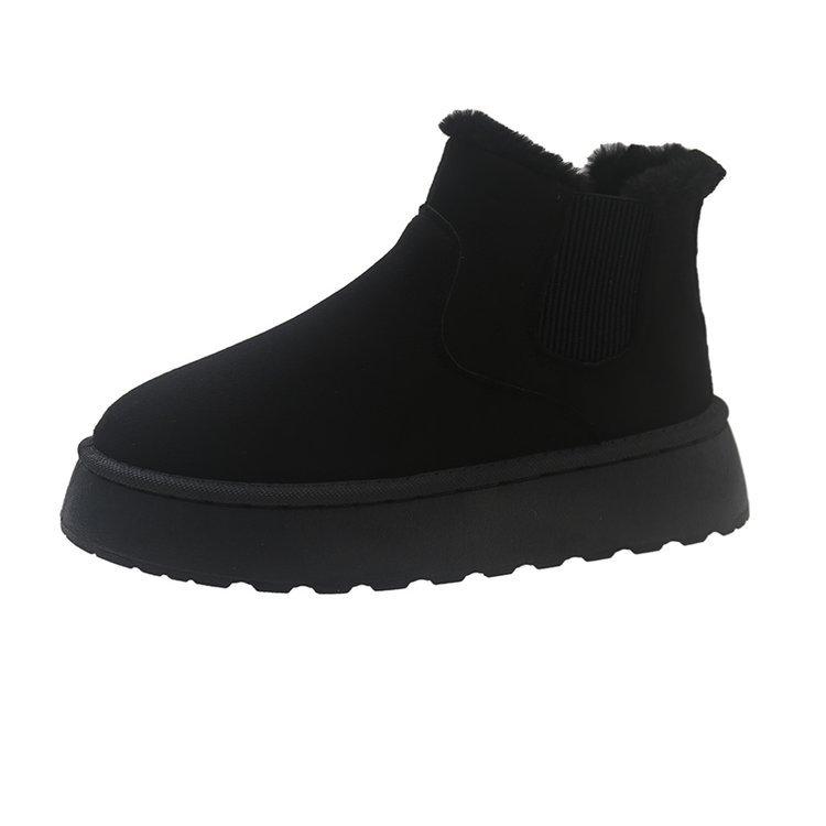 Женские ботильоны Зима Новые женские зимние теплые хлопковые ботинки на толстой подошве с бархатной круглой носочной частью