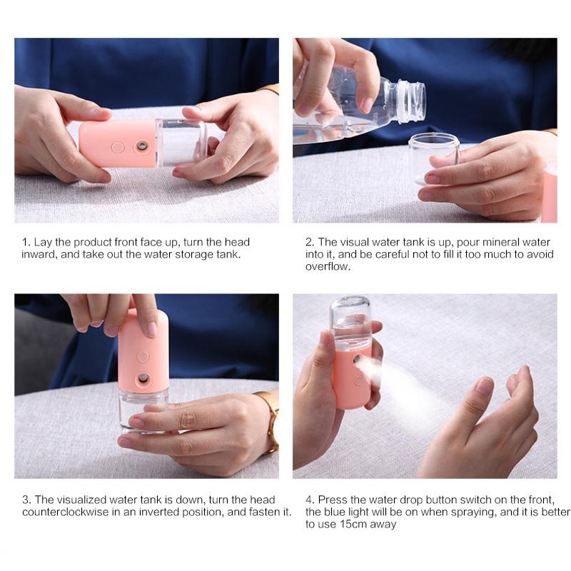 Мини-нано распылитель водяного тумана, спрей для красоты, увлажняющий и увлажняющий инструмент для кожи, перезаряжаемый через USB