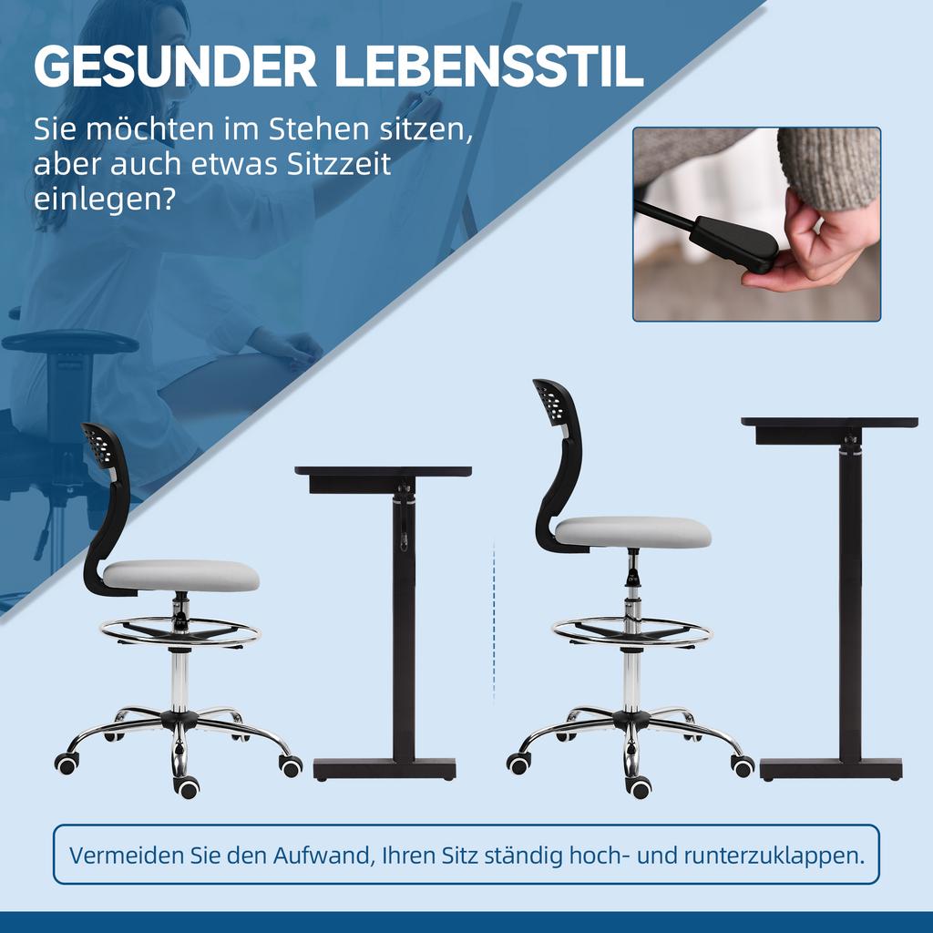 Office Chair Work Chair Desk Chair Height Adjustable Padded Light Gray