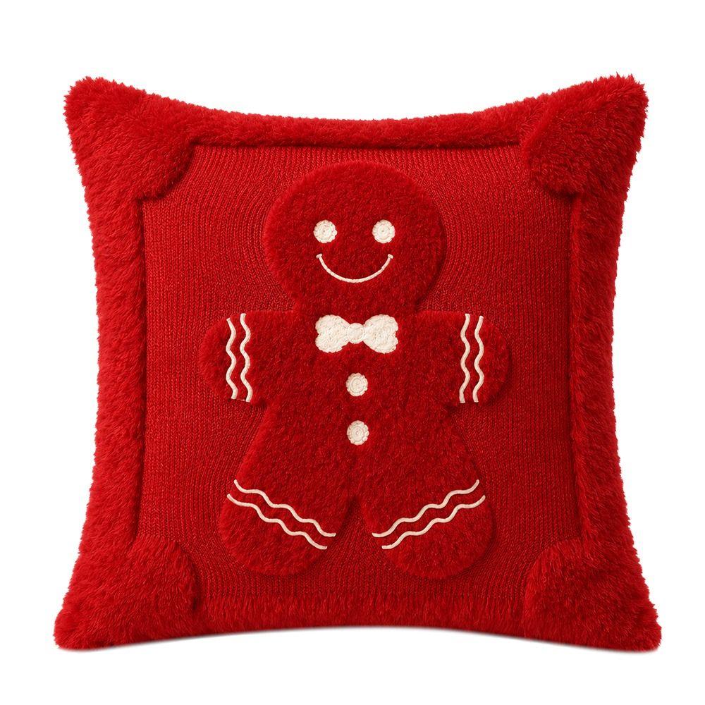 Plush Throw Cushion Case Gingerbread Pillow Cover Christmas Tree Pillow Covers Living Room Decor