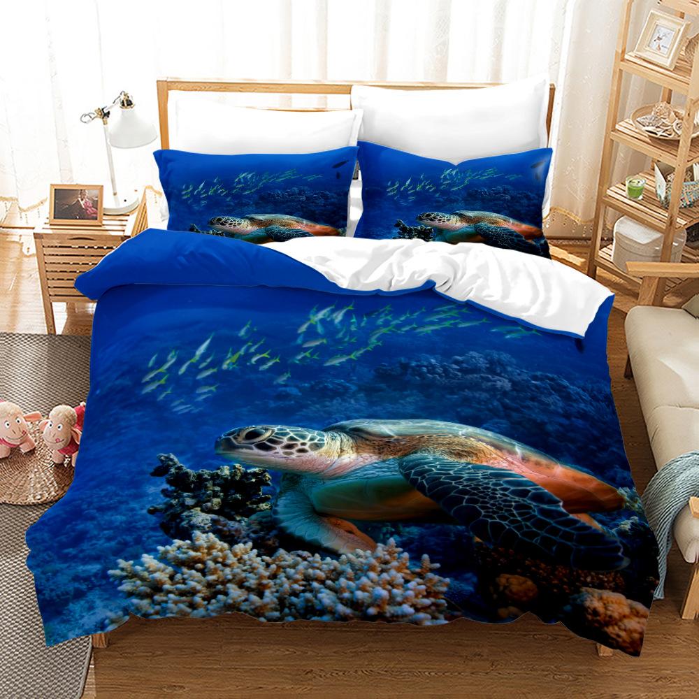 Colorful Undersea World Bedding Set with Pillowcase 3pcs Soft Comfortable Duvet Cover Set King Queen Twin Single Size Kid Adult