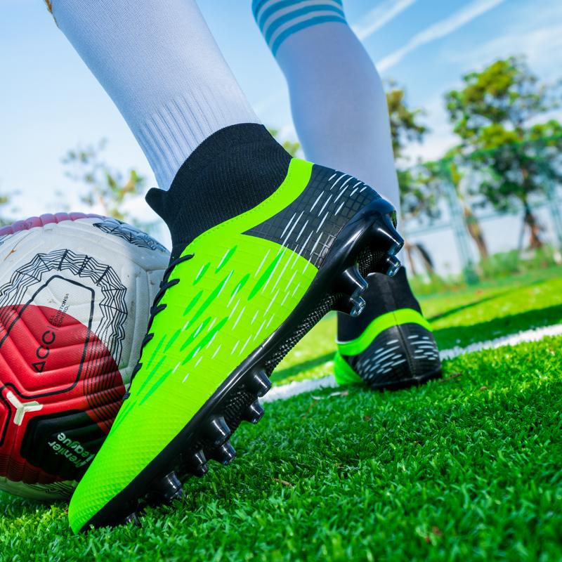 Football Shoes 34-45 Men's High-top Football Shoes Large Size Children's Artificial Lawn   Long Nail Green Football Boots Training Black Sneakers