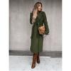 Spring and Autumn Coat Simple V-neck Strap Long Coat Women