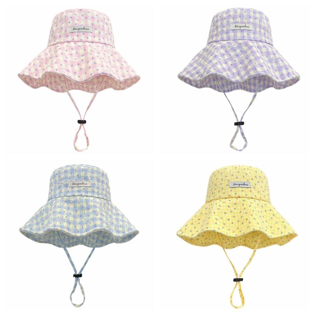 Floral Plaid Fisherman Hat Adjustable Sunscreen Hat Fashion Sunshade Hat Summer