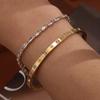 2PCS French Stainless Steel Bracelet Set For Women High Quality Shiny Zircon 18K Gold-plated Not Fading Bracelet Jewelry Gifts