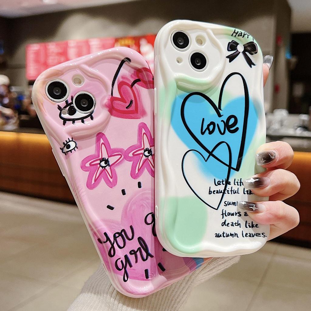 Cute Silicone Case for Oppo A78 A58 A38 Infinix Smart 7 8 Xiaomi Redmi Note 12 11 Pro Vivo V23E V27 V25 Funda Love Heart Stars Cover Soft TPU Bumper