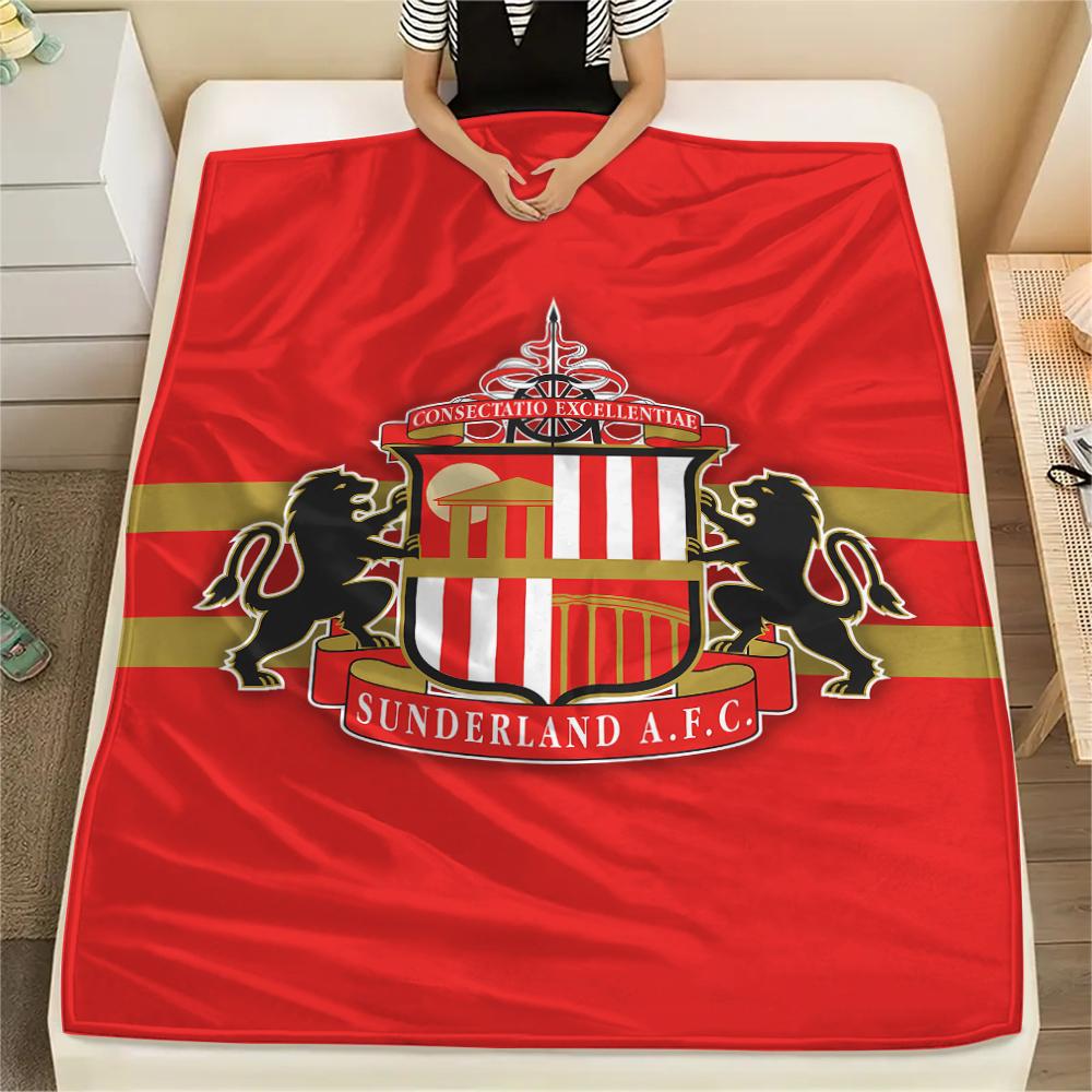 1 шт. Фланелевое одеяло с принтом Sunderland AFC, Высококачественное, Для всех сезонов, Декор для дома, Тепло и уют, Идеально для рождественских подарков
