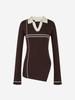 LORDLOAR Diagonal Slit Ribbed Collar Knit Brown