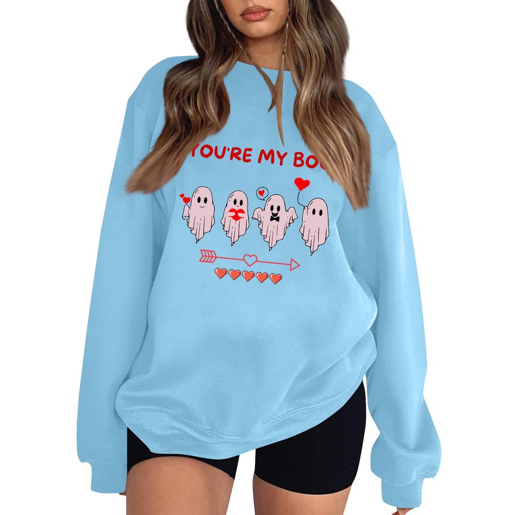 Women's Casual Fashion Valentine's Day Print Long Sleeve O-Neck Sweatshirts Pullover Top