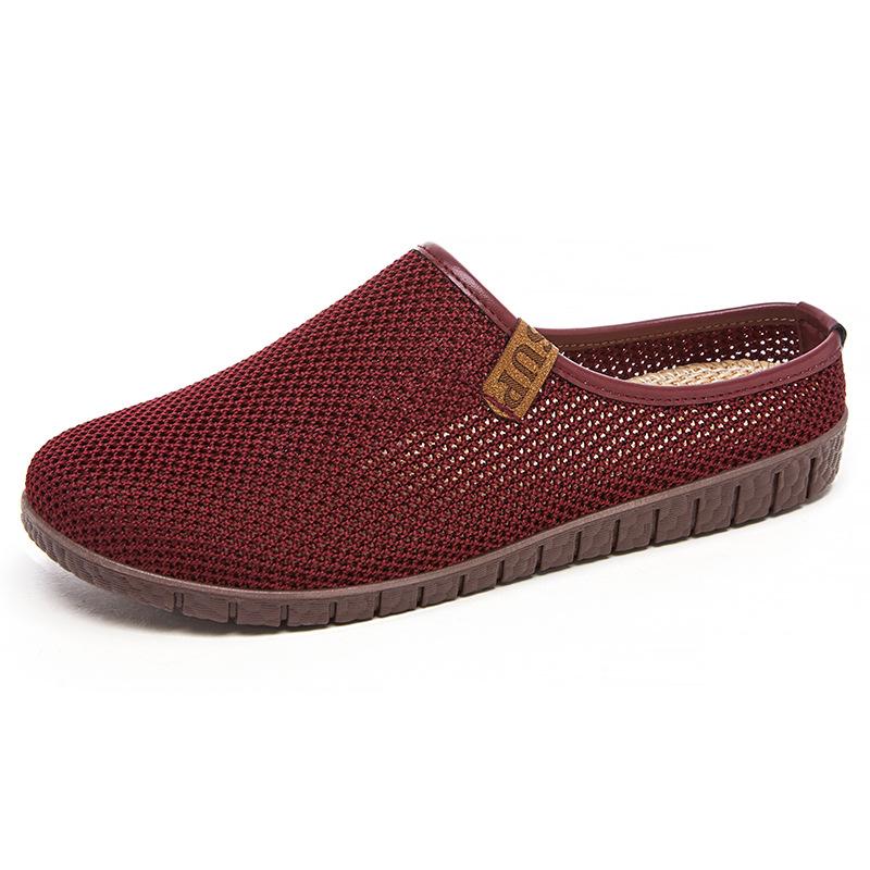 Slippers Women's Outer Wear Summer Breathable Casual Shoes Shallow Mouth Bag Head Flying Knitting Hollow Women's Shoes Half a Tow