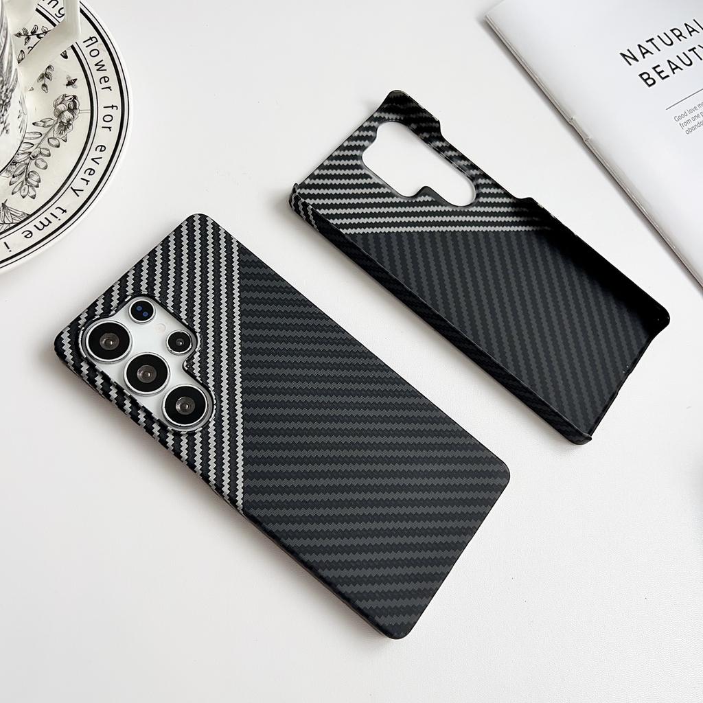Ultra Thin Carbon Fiber Texture Case For Samsung Galaxy S22 S23 S24 S25 S26 Ultra Plus Black Blue Case Hard PC Phone Cover