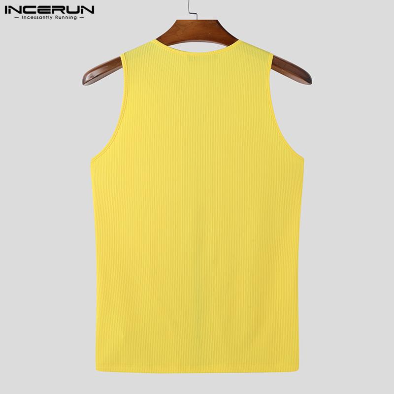 INCERUN Мужские летние майки без рукавов с V-образным вырезом на молнии, с гоночной спинкой, рубчатые, спортивные, облегающие