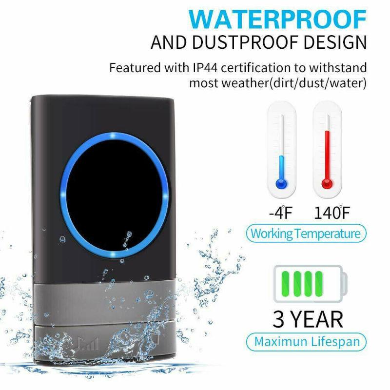 Беспроводной дверной звонок, водонепроницаемая настенная вилка, громкий звуковой сигнал, светодиодная вспышка