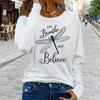 Tops For Women Dragonfly Belief Slogan Print Round Neck Long Sleeve T-shirt Fall Casual Slim Pullover Women's Long Sleeve Top
