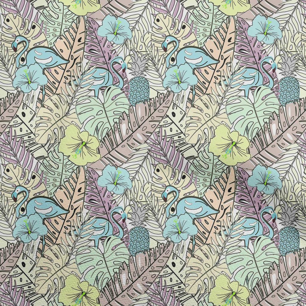 oneOone Cotton Flex Dusty Teal Green Fabric Tropical Flamingo Sewing Fabric By The Yard Printed Diy Clothing Sewing Supplies 40 Inch