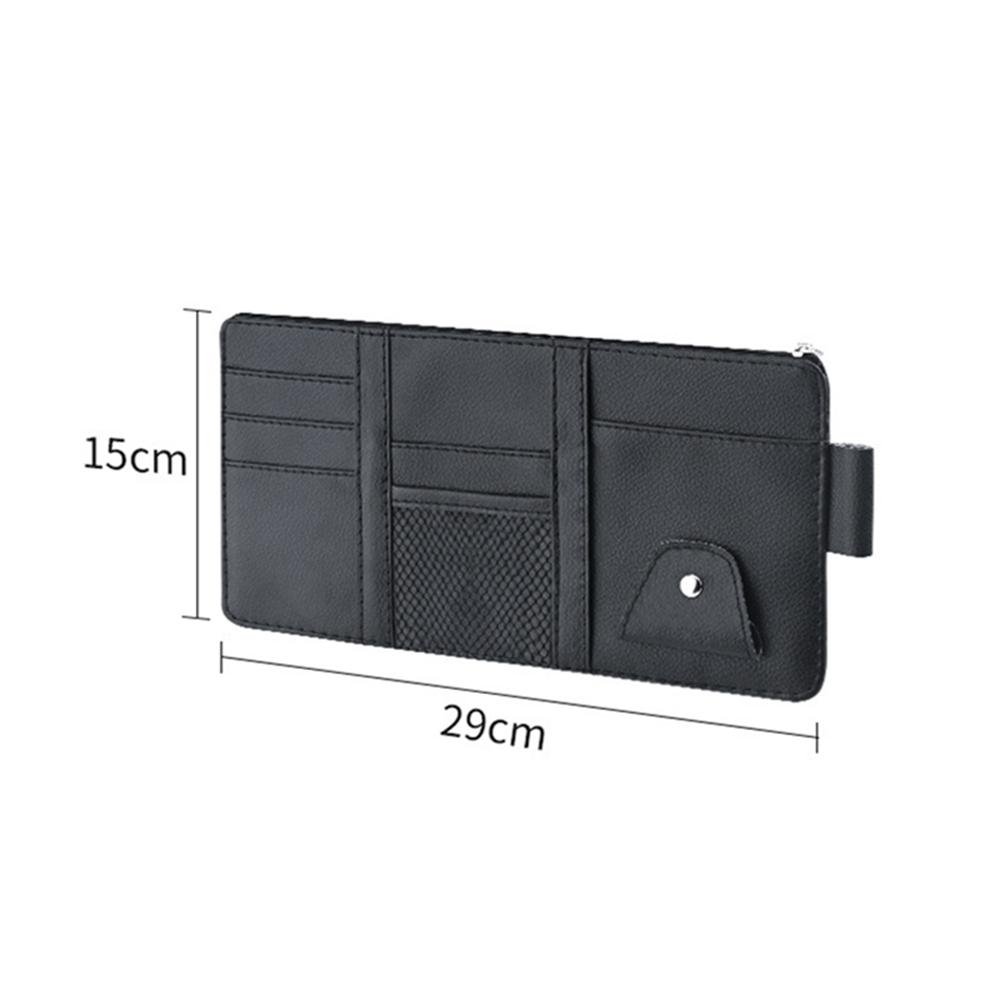 Car Leather Sun Visor Organizer Interior Pocket Pen Glasses Bag Storage Holder