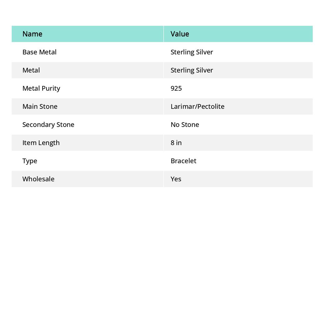 Republic Larimar Gemstone 925 Sterling Silver Cuff Bangle Adjustable Y9O95