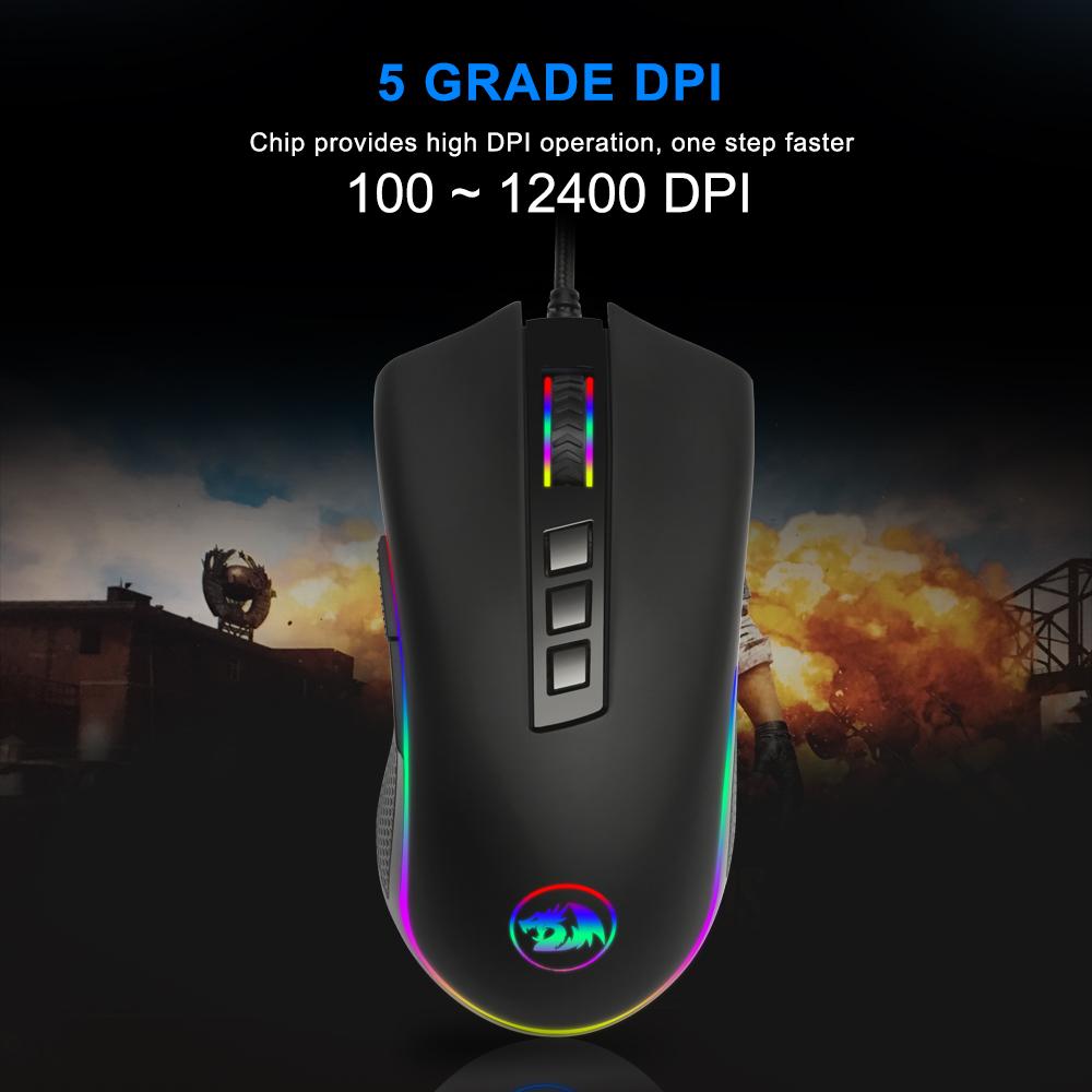 REDRAGON COBRA M711 RGB USB Проводная игровая мышь 12400 точек на дюйм, 9 кнопок, программируемая эргономичная мышь для компьютера, ПК, ноутбука