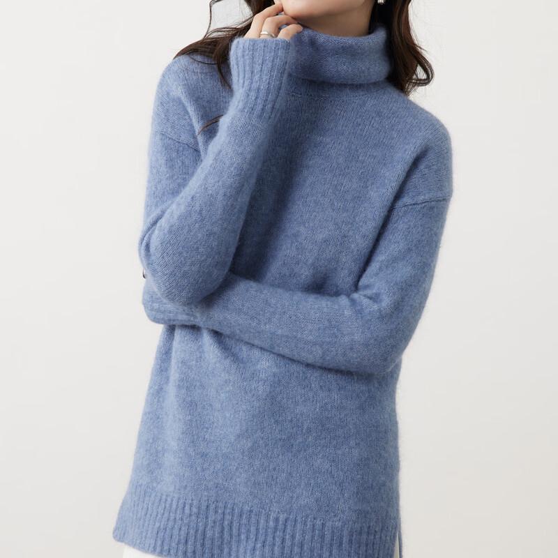 SinoFude Women's Wool Blend High-Neck Knit Sweater