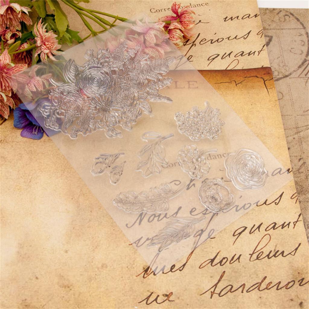 Силиконовый штамп-печать Цветок Прозрачные штампы DIY Скрапбукинг Изготовление открыток Тиснение Альбом для фотожурнала Декоративный штамп