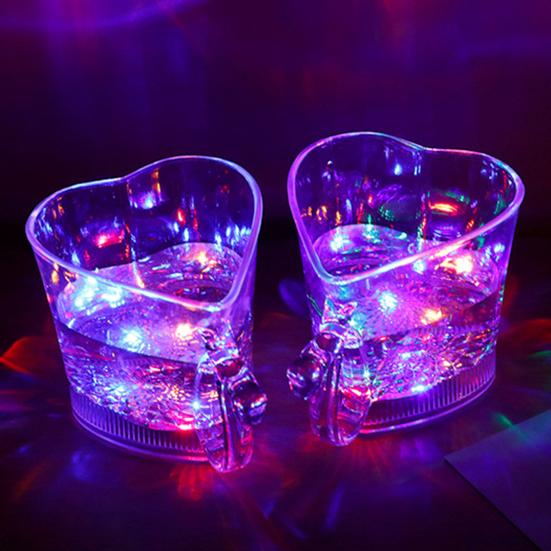260 мл светящаяся чашка, прозрачная акриловая кружка, светящаяся чашка для питья в форме сердца для бара, ночного клуба, вечеринок