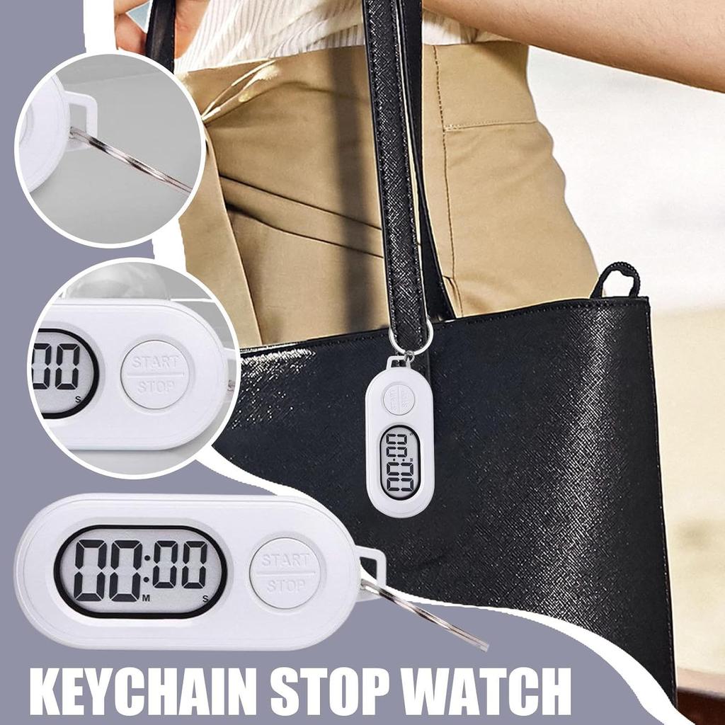 2Pieces Stop Watch Timers,Digital Timers,Outdoor Stop Timer Keychain, Pocket Size Countdown Clock with LCD Screen for Studying, Cooking, Gym, Training