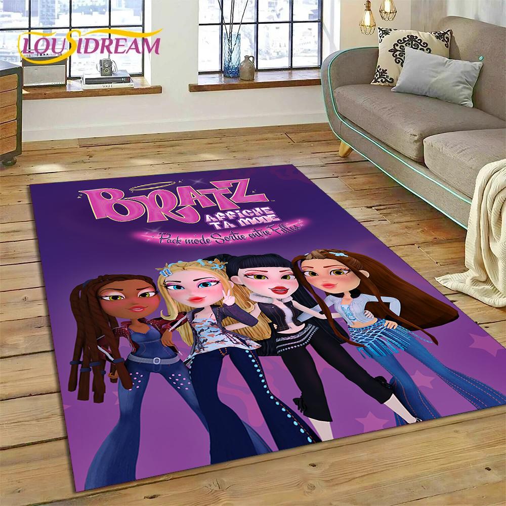 HD Мультяшная кукла Bratz Милые девочки 3D Ковер для гостиной спальни Домашний декор, Нескользящий коврик Декорация для дивана Придверный коврик